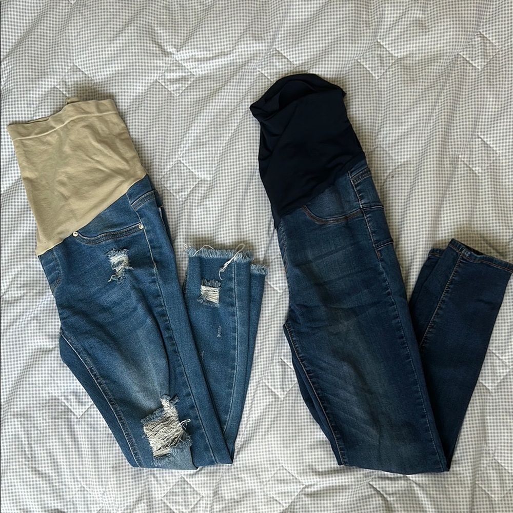 Maternity Distressed Blue Jeans